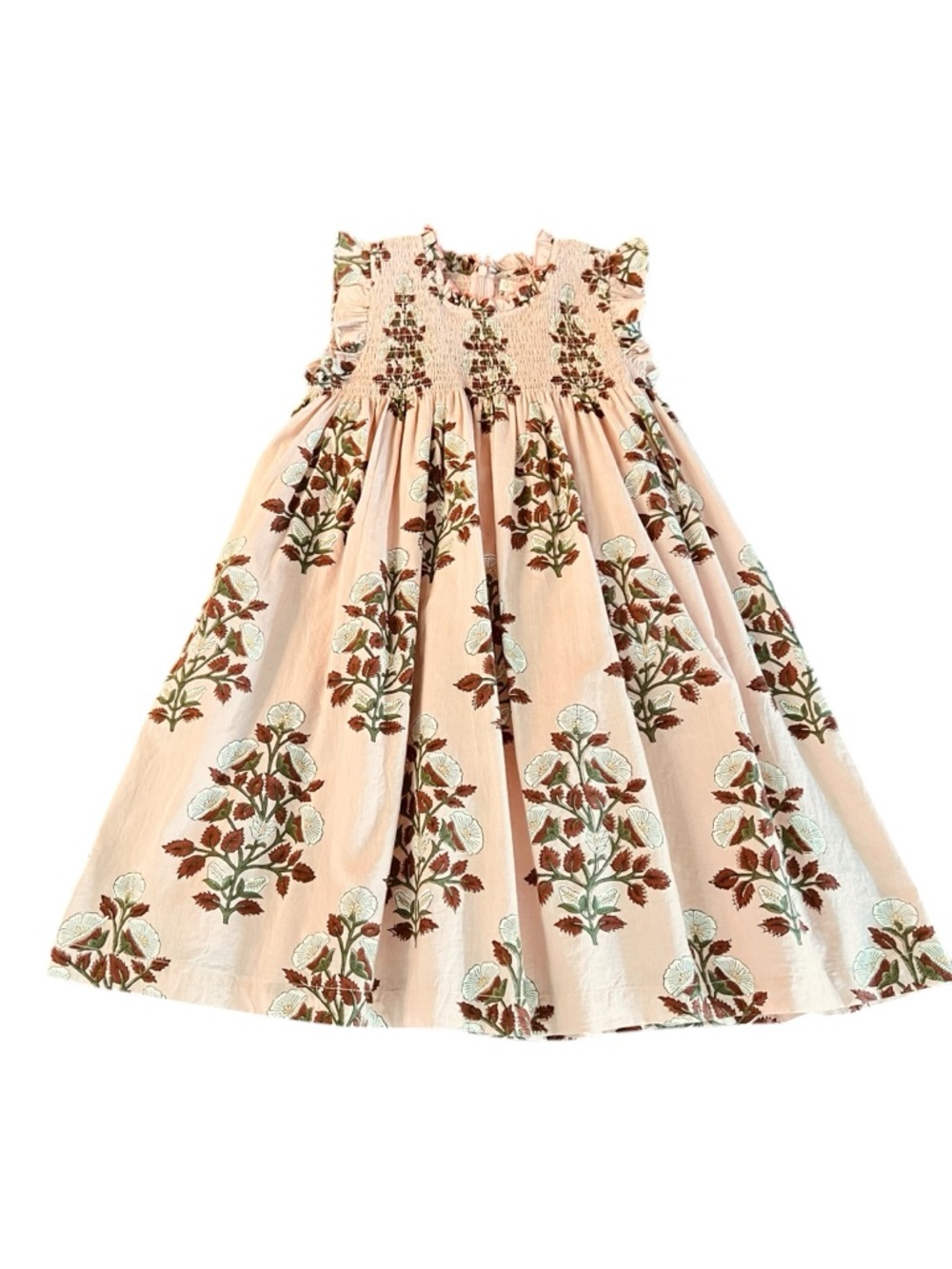 Pink Chicken Peach-Pink Bouquet Floral Smocked Stevie Dress Size 8 NWT